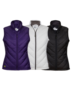 LizardHead Ladies Quilted Vest in Purple, White, and Black
