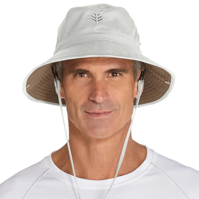 Coolibar Chase Featherweight Bucket Hat- Stone/Khaki, Men's