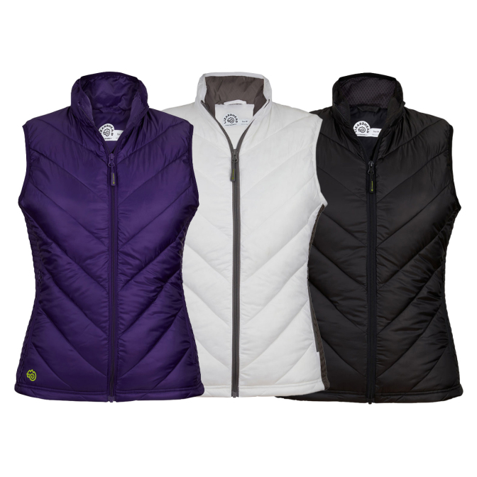 LizardHead Ladies Quilted Vest in Purple, White, and Black LizardHead Ladies Quilted Vest in Purple, White, and Black