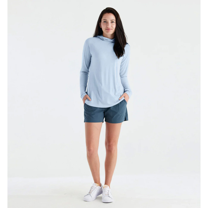 Free Fly Apparel Bamboo Lightweight Hoodie II, Bright Clay/Clear Sky - Women's XS-2XL