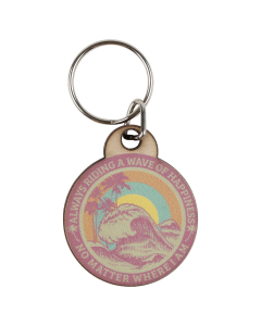 Riding a Wave Wood Keychain