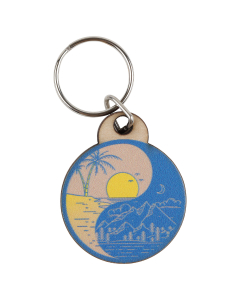 Yin and Yang Wood Keychain