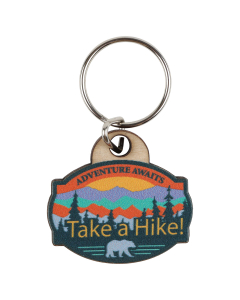 Adventure Awaits Wood Keychain