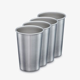 Klean Kanteen Stainless Steel 16 oz Pint Cup, 4 Pack - Brushed Steel, Partake