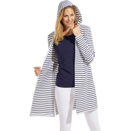 Coolibar Cabana Hoodie - Navy/White Striped, Navy - Women's XS-2XL