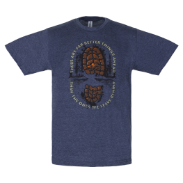 Tread Upwards Tee, Heather Navy - Adult S-2XL