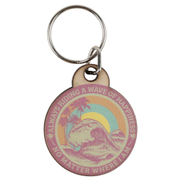 Riding a Wave Wood Keychain