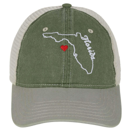 The Heart of Florida Mesh Cap, Olive/Stone