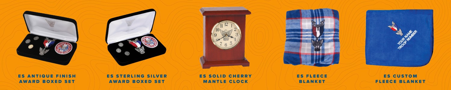 Eagle Scout Medal Box, Mantle Clock, and Blankets Eagle Scout Medal Box, Mantle Clock, and Blankets