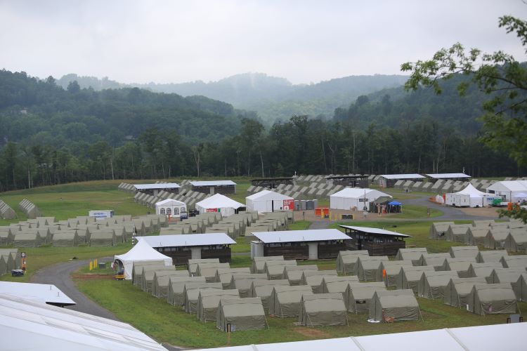 Scout tents in a green field at the 2013 National Scout Jamboree