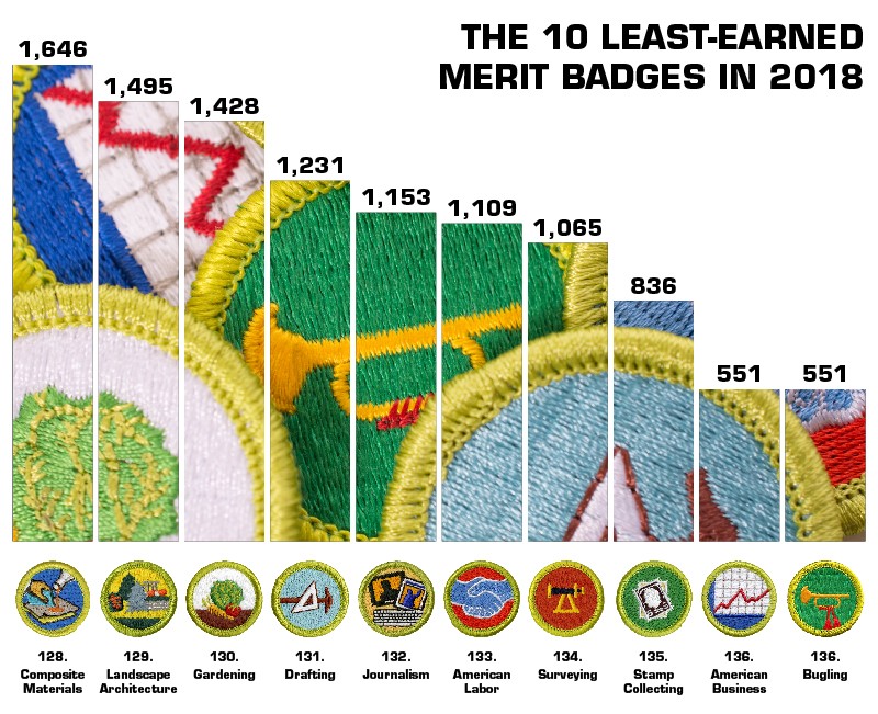 Least Earned Merit Badges -2018